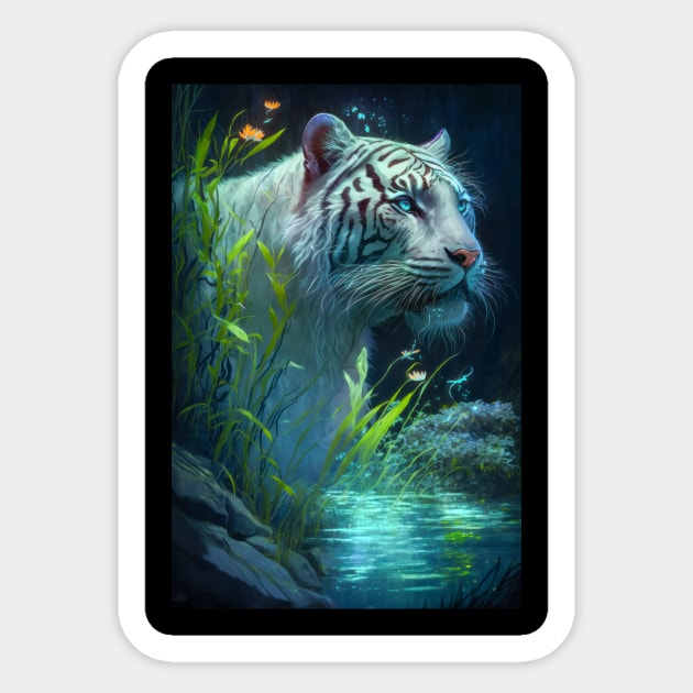 Tiger Animal Portrait Painting Wildlife Outdoors Adventure Sticker by Cubebox